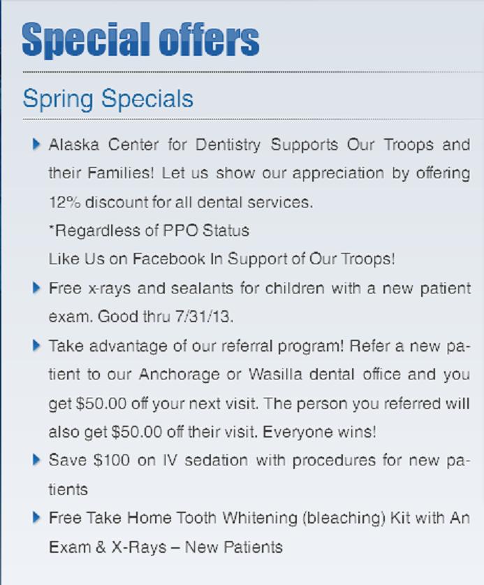 special offers from dentist Anchorage AK